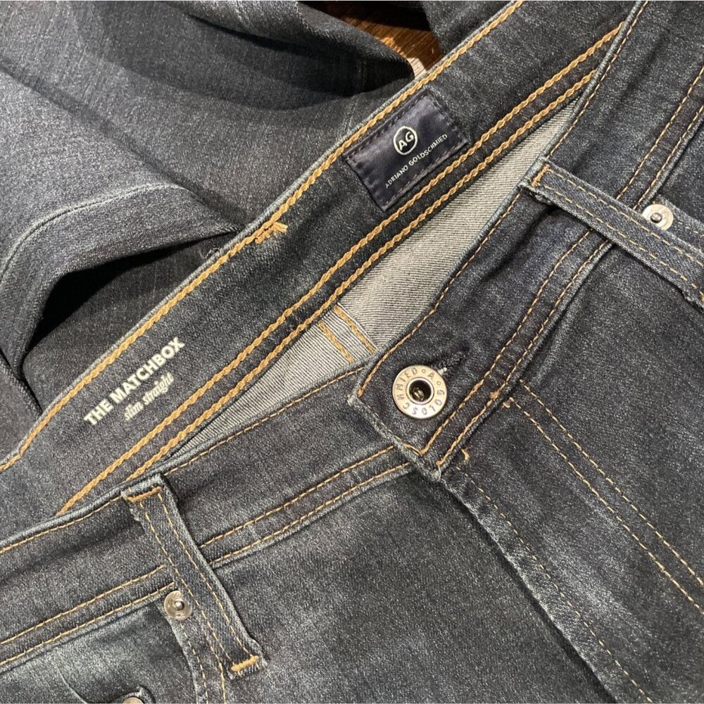 AG Adriano Goldschmied Mens 33x34 The Matchbox Slim Straight Jean Dark Blue Wash - Picture 2 of 10
